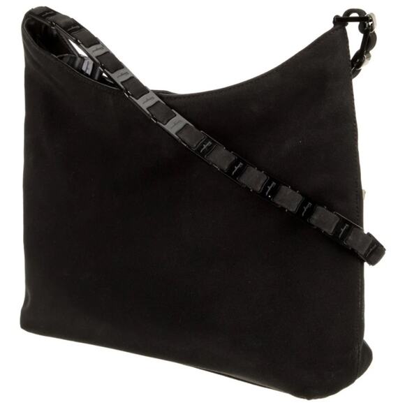 Salvatore Ferragamo Black Nylon Shoulder Bag with Chain Strap MSRP $460 EUC - Picture 3 of 13